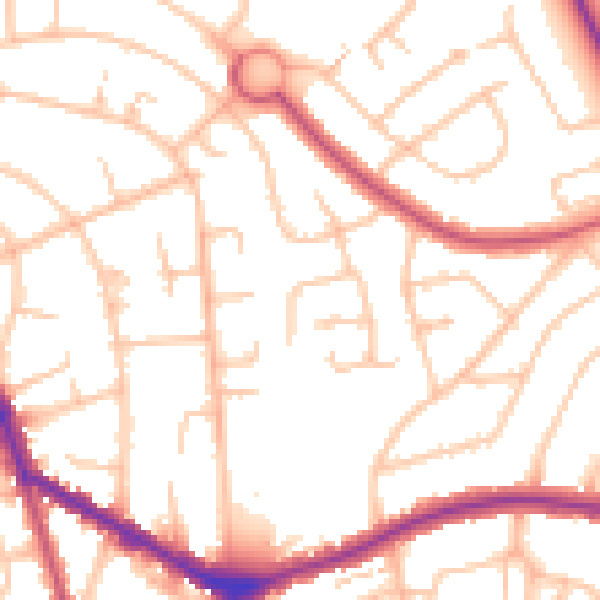 Daytime road noise heatmap for EN4 9EY