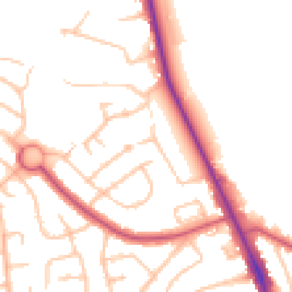 Daytime road noise heatmap for EN4 9HY