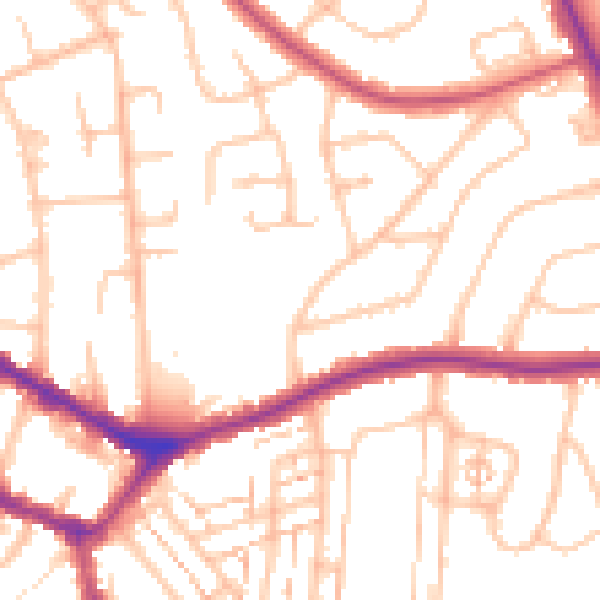 Daytime road noise heatmap for EN4 9JP
