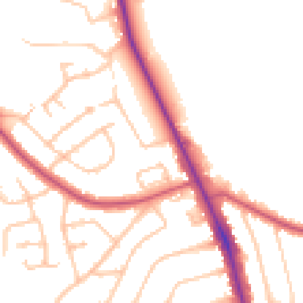 Daytime road noise heatmap for EN4 9JQ