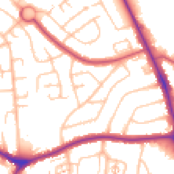 Daytime road noise heatmap for EN4 9JY