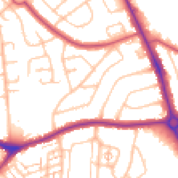 Daytime road noise heatmap for EN4 9LD