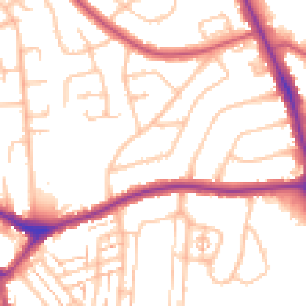 Daytime road noise heatmap for EN4 9LE