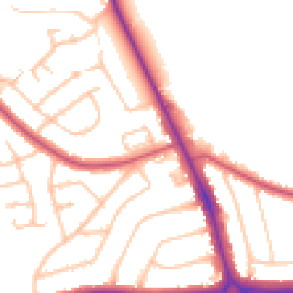 Daytime road noise heatmap for EN4 9LS