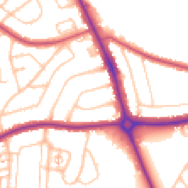 Daytime road noise heatmap for EN4 9LX
