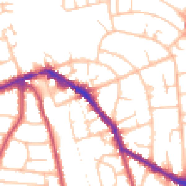 Daytime road noise heatmap for EN4 9NP