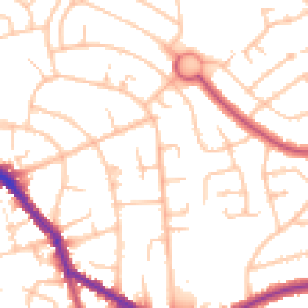 Daytime road noise heatmap for EN4 9QS