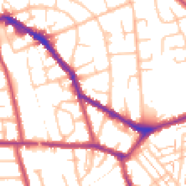 Daytime road noise heatmap for EN4 9RR