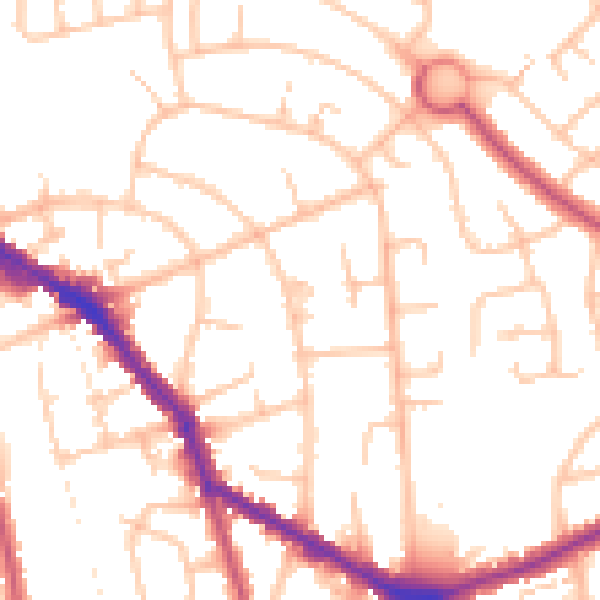 Daytime road noise heatmap for EN4 9RX