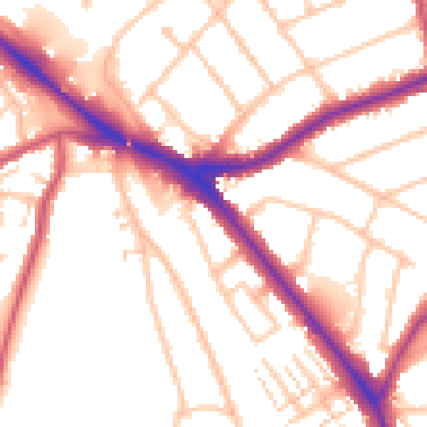 Daytime road noise heatmap for EN5 1AD