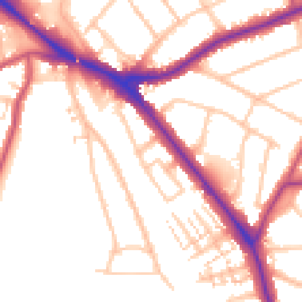 Daytime road noise heatmap for EN5 1AL