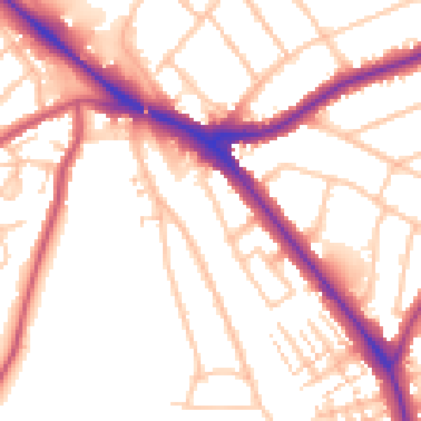 Daytime road noise heatmap for EN5 1AN