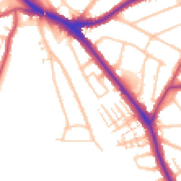 Daytime road noise heatmap for EN5 1AS