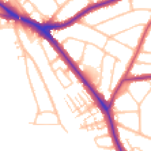 Daytime road noise heatmap for EN5 1AT