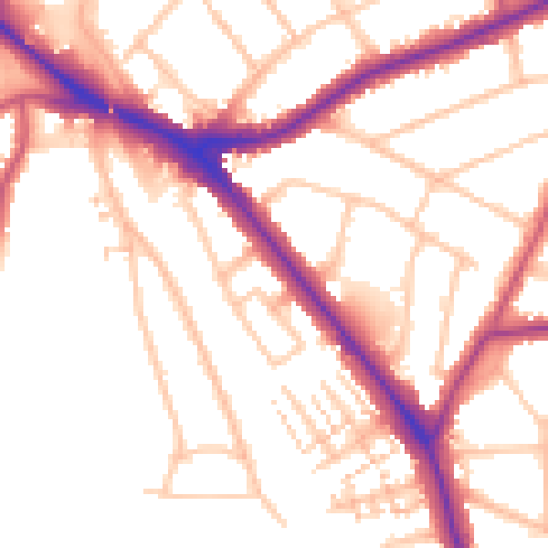 Daytime road noise heatmap for EN5 1AW