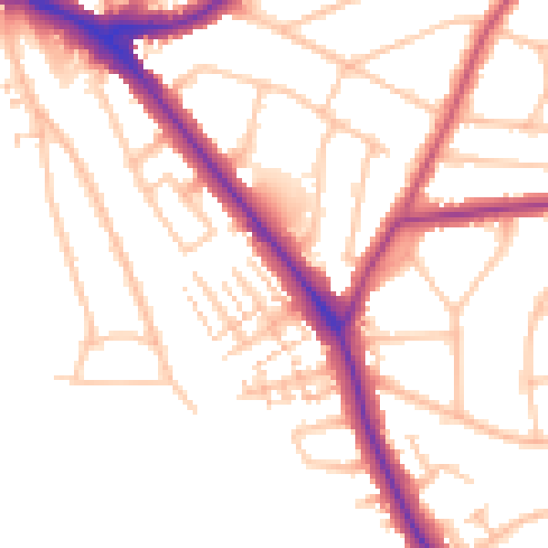 Daytime road noise heatmap for EN5 1AY