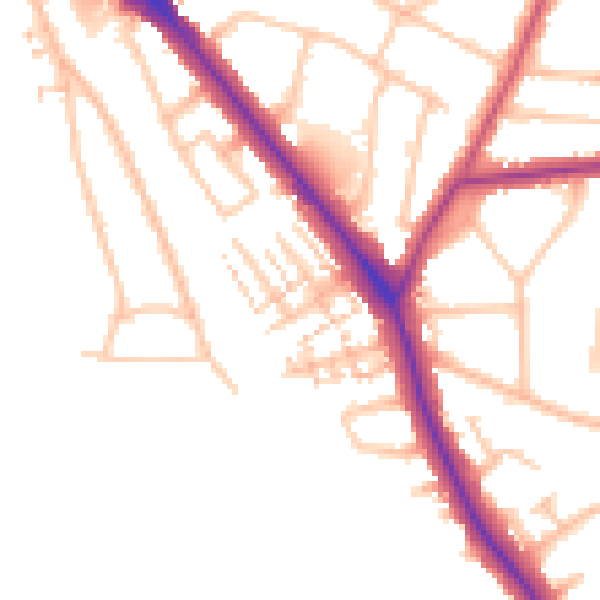 Daytime road noise heatmap for EN5 1BB