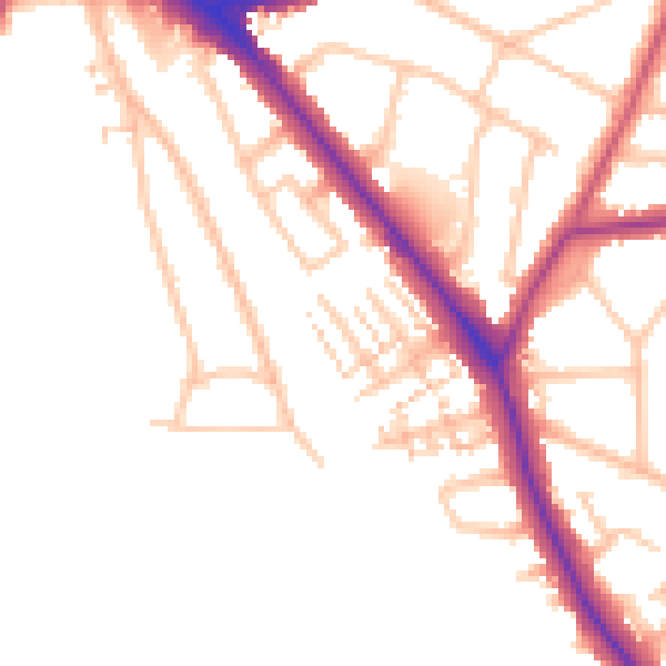 Daytime road noise heatmap for EN5 1BE