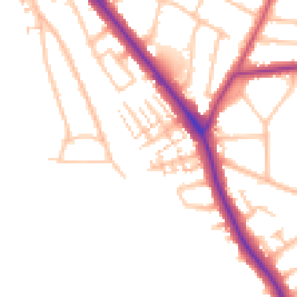 Daytime road noise heatmap for EN5 1BG
