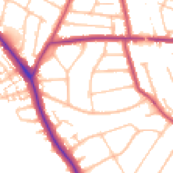 Daytime road noise heatmap for EN5 1DA