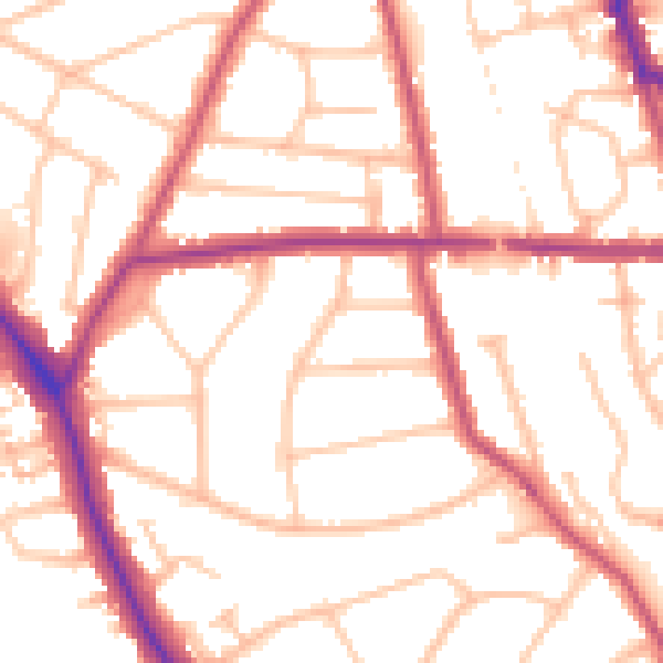 Daytime road noise heatmap for EN5 1DB