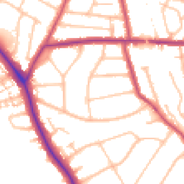 Daytime road noise heatmap for EN5 1DD