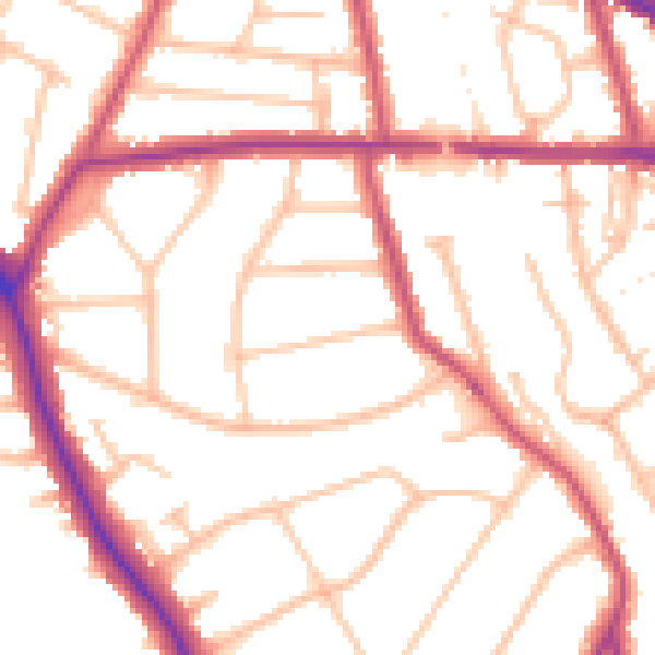 Daytime road noise heatmap for EN5 1DG