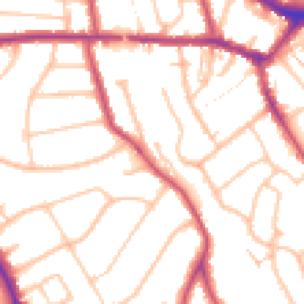 Daytime road noise heatmap for EN5 1DH