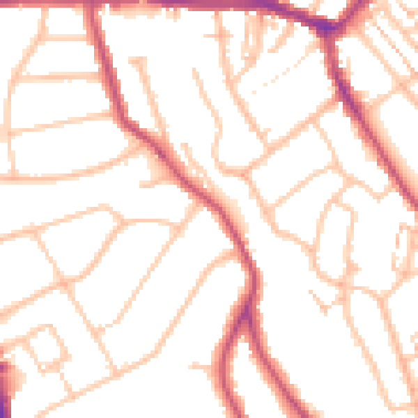 Daytime road noise heatmap for EN5 1DN