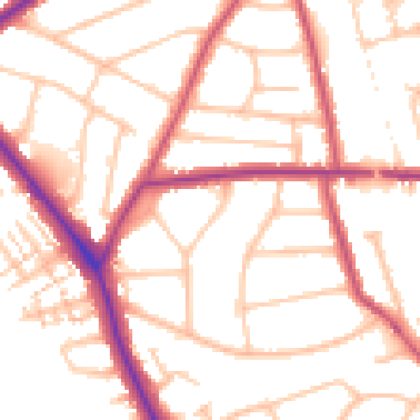 Daytime road noise heatmap for EN5 1DU