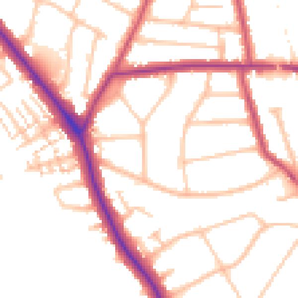 Daytime road noise heatmap for EN5 1DX
