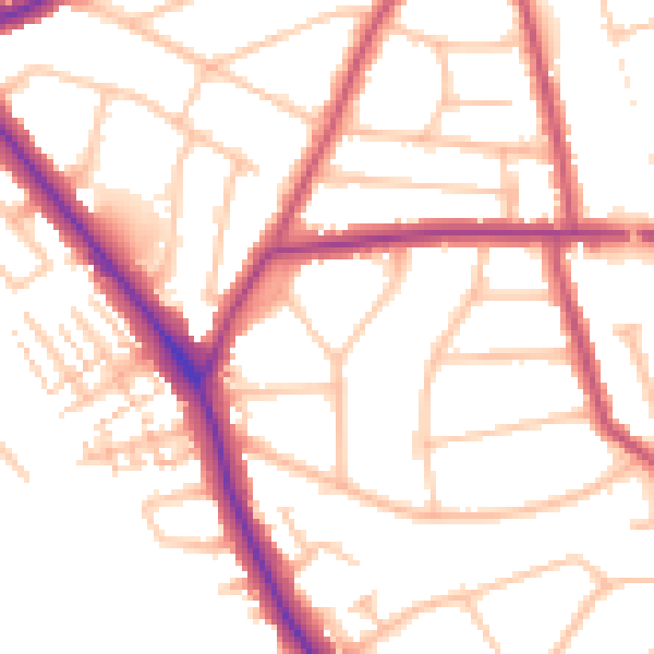 Daytime road noise heatmap for EN5 1DZ