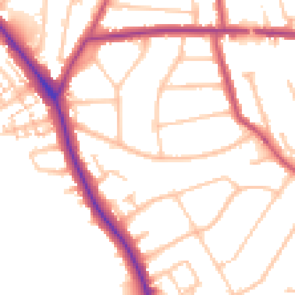 Daytime road noise heatmap for EN5 1EA