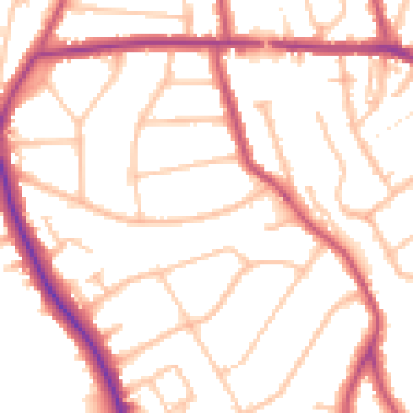 Daytime road noise heatmap for EN5 1EB