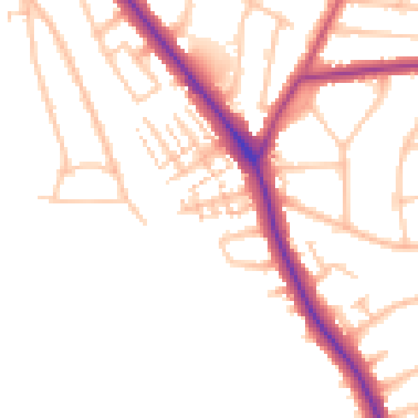 Daytime road noise heatmap for EN5 1EH