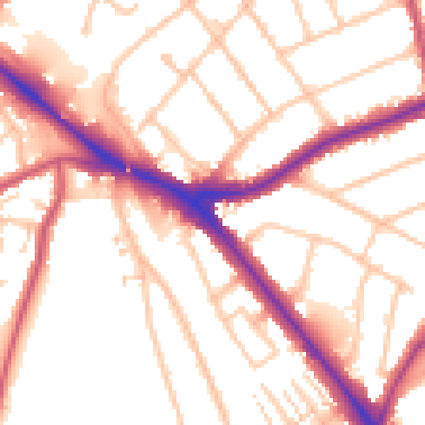 Daytime road noise heatmap for EN5 1ES