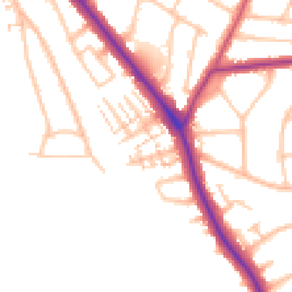 Daytime road noise heatmap for EN5 1FD