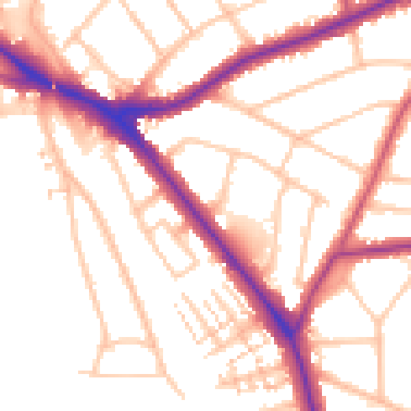 Daytime road noise heatmap for EN5 1HB
