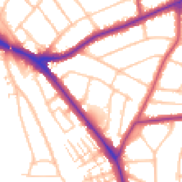 Daytime road noise heatmap for EN5 1HE