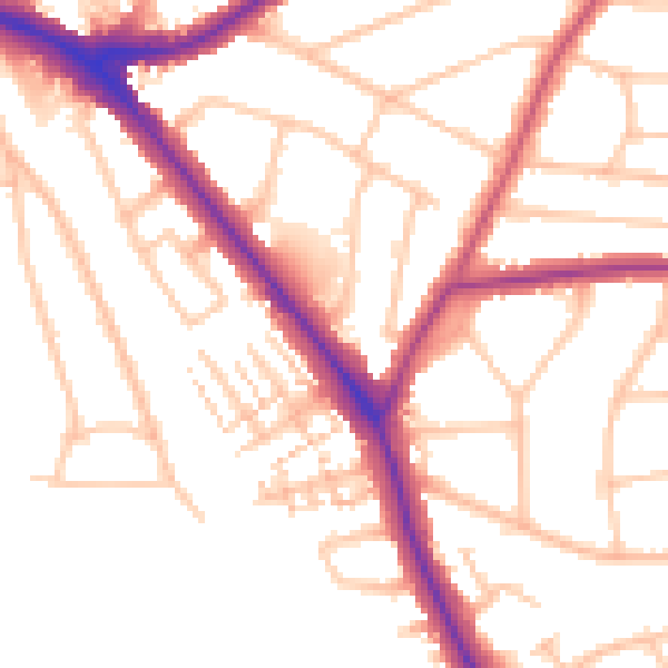 Daytime road noise heatmap for EN5 1HJ