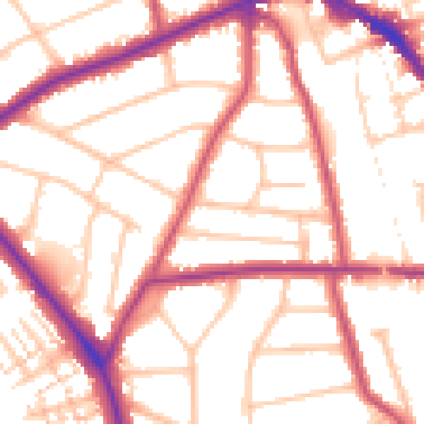 Daytime road noise heatmap for EN5 1NB