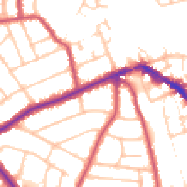 Daytime road noise heatmap for EN5 1NU