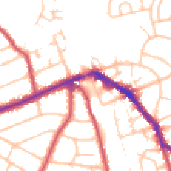 Daytime road noise heatmap for EN5 1PB