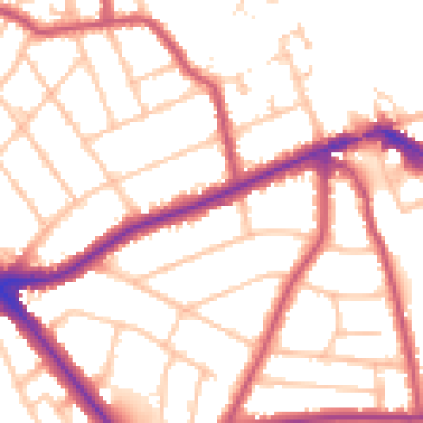 Daytime road noise heatmap for EN5 1PR
