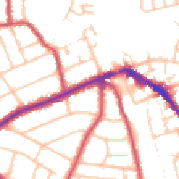 Daytime road noise heatmap for EN5 1QJ