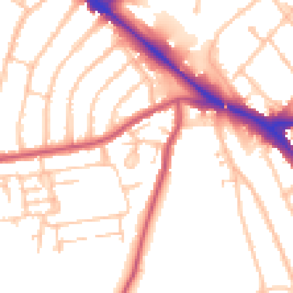 Daytime road noise heatmap for EN5 2DP