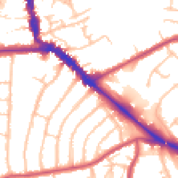 Daytime road noise heatmap for EN5 2EN