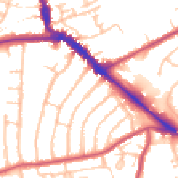 Daytime road noise heatmap for EN5 2EP