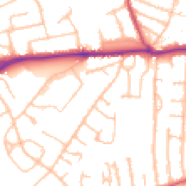 Daytime road noise heatmap for EN5 2TD