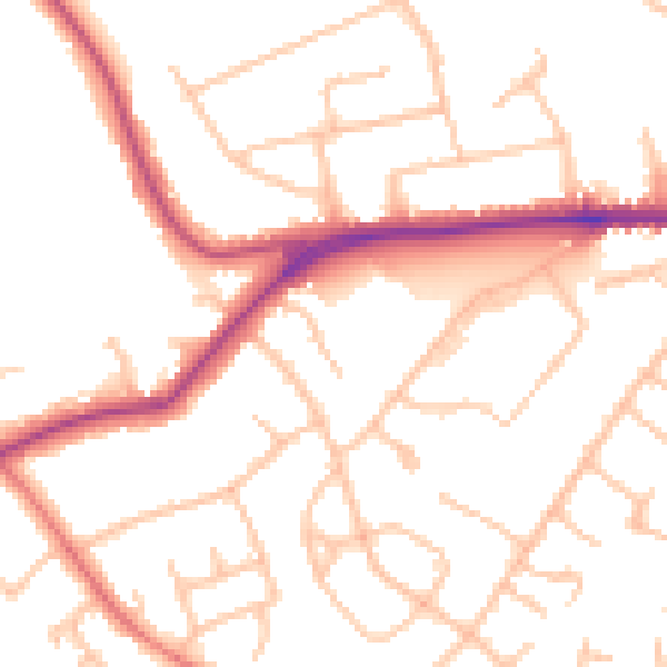 Daytime road noise heatmap for EN5 3BQ